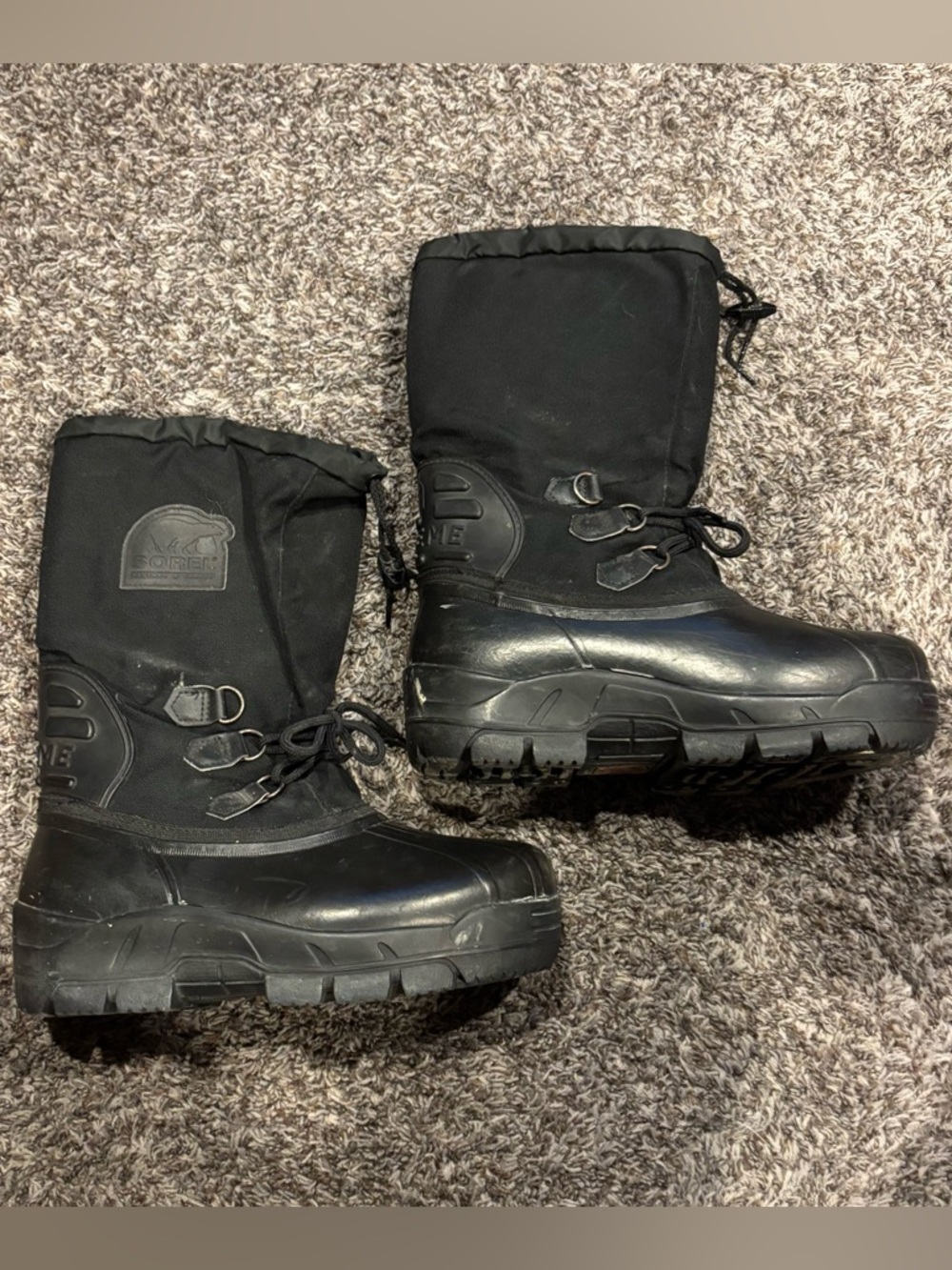 Sorel Black Logo Patch Winter Boots